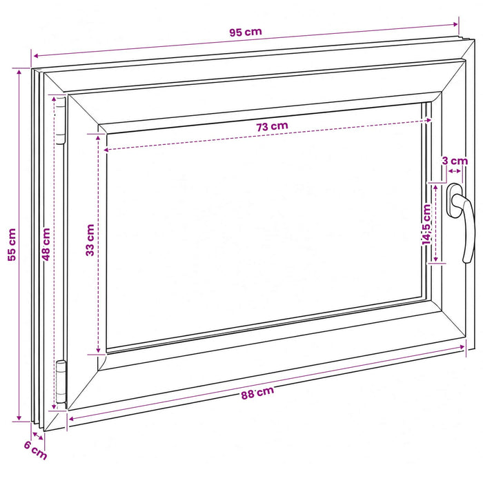 Fereastră pentru subsol RISOR 50 x 55 cm PVC și Sticlă WALTI