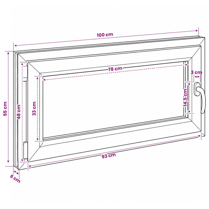 Fereastră pentru subsol RISOR 100 x 55 cm PVC și Sticlă WALTI