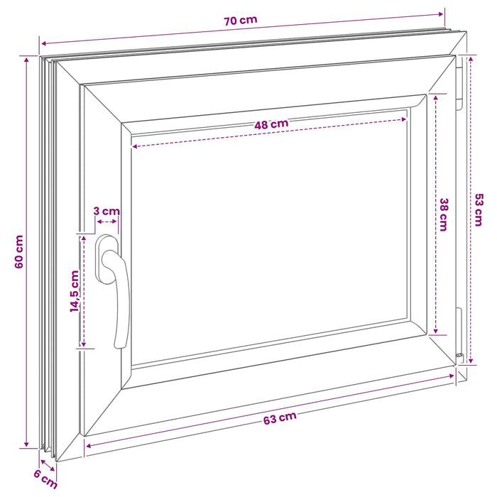 Fereastră pentru subsol RISOR 70 x 60 cm PVC și Sticlă - WALTI WALTI