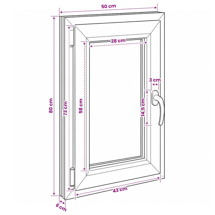 Fereastră de subsol culoare internă albă RISOR 50 x 80 cm WALTI