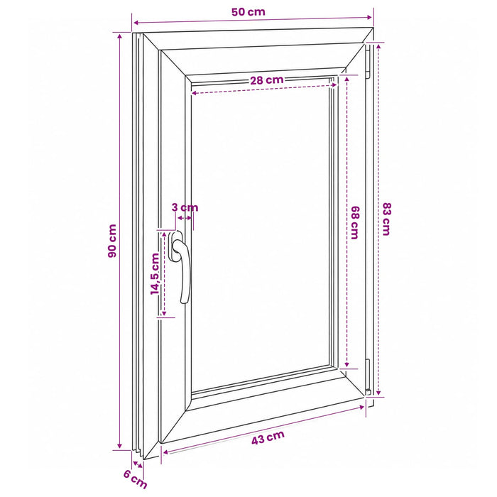 Fereastră de subsol culoare internă albă RISOR 50 x 90 cm WALTI
