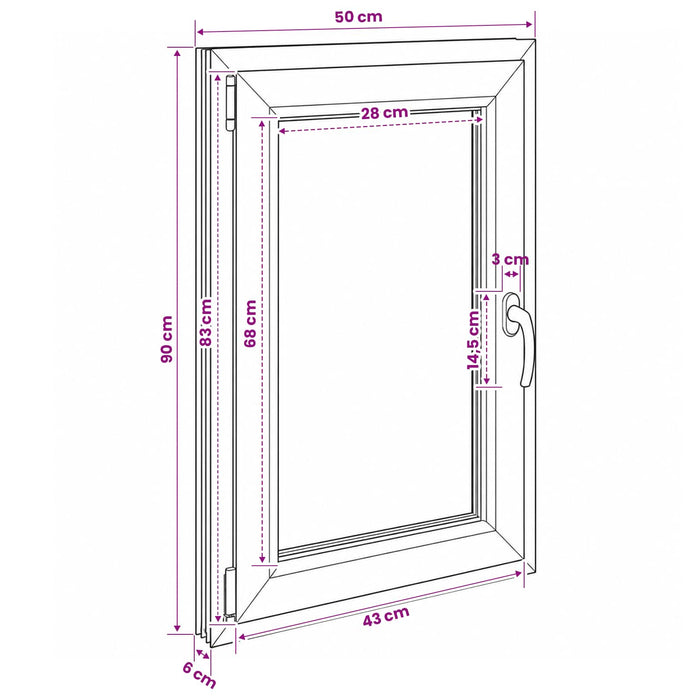 Fereastră de subsol culoare internă albă RISOR 50 x 90 cm WALTI