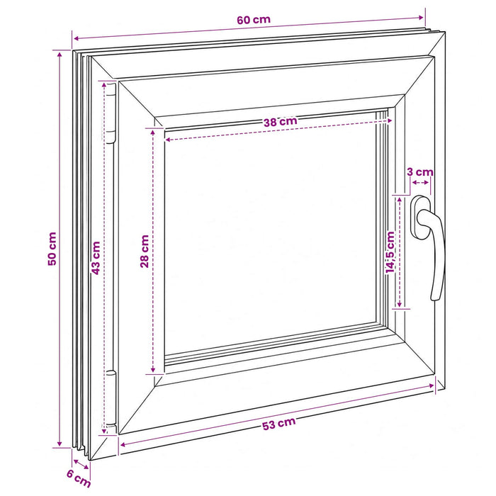 Fereastră pentru subsol RISOR 60 x 50 cm PVC și Sticlă - WALTI WALTI