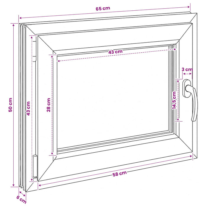 Fereastră pentru subsol RISOR 50 x 55 cm PVC și Sticlă WALTI