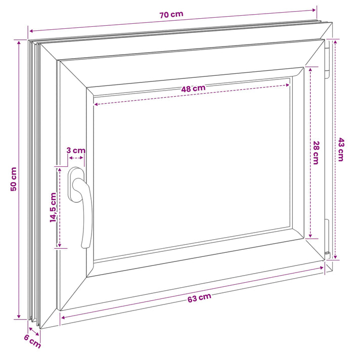 Fereastră pentru subsol RISOR 70 x 50 cm PVC și Sticlă WALTI