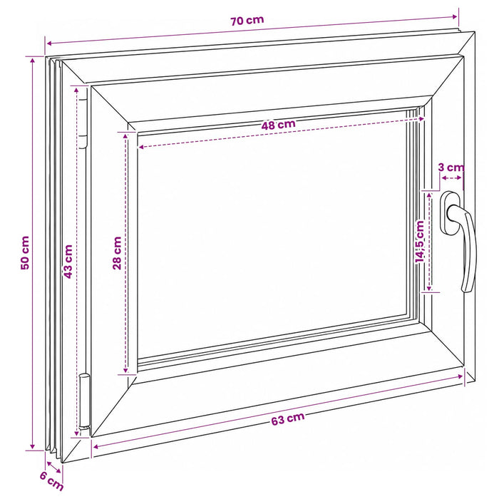 Fereastră pentru subsol RISOR 70 x 50 cm PVC și Sticlă WALTI
