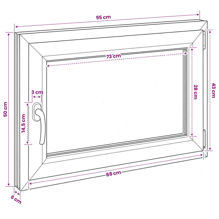 Fereastră pentru subsol RISOR 95 x 50 cm PVC și Sticlă WALTI