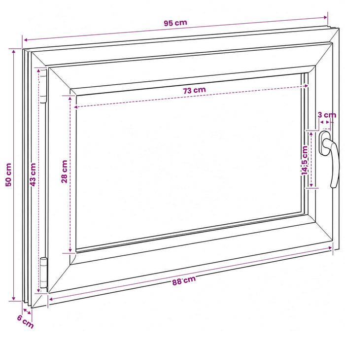Fereastră pentru subsol RISOR 95 x 50 cm PVC și Sticlă WALTI