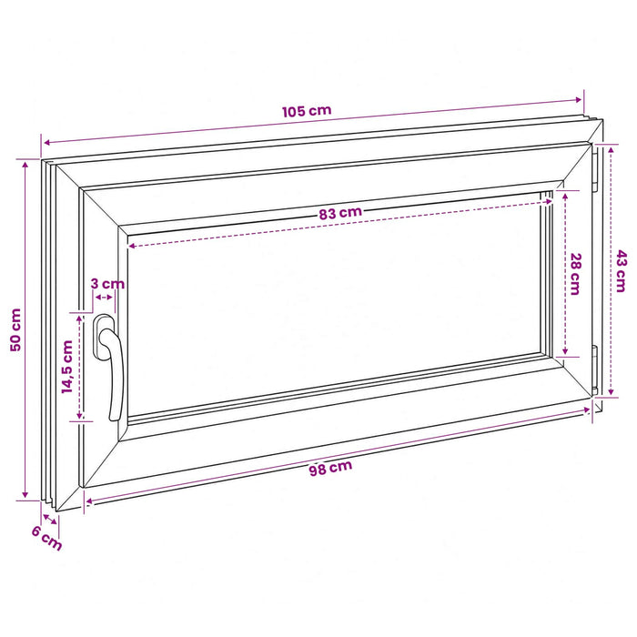 Fereastră pentru subsol RISOR 50 x 55 cm PVC și Sticlă WALTI