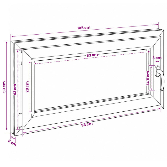 Fereastră pentru subsol RISOR 50 x 55 cm PVC și Sticlă WALTI