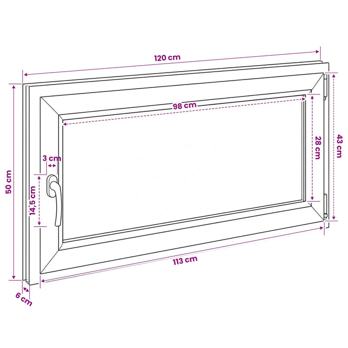 Fereastră pentru subsol RISOR 120 x 50 cm PVC și Sticlă WALTI