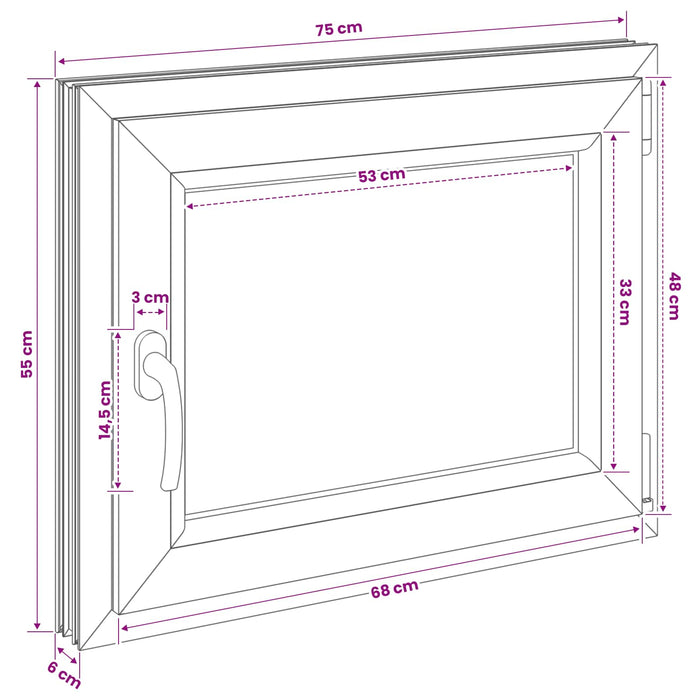 Fereastră de subsol culoare internă albă RISOR 75 x 55 cm WALTI