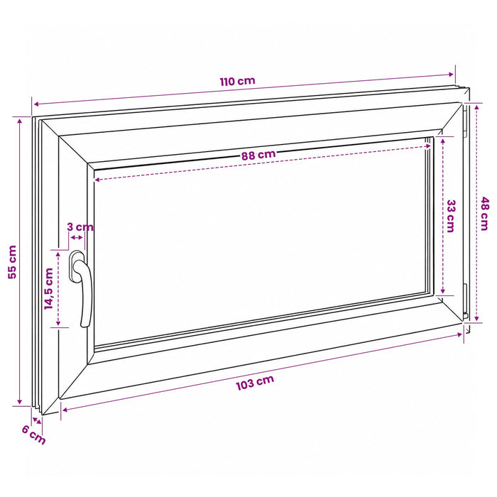 Fereastră pentru subsol RISOR 110 x 55 cm PVC și Sticlă - WALTI WALTI