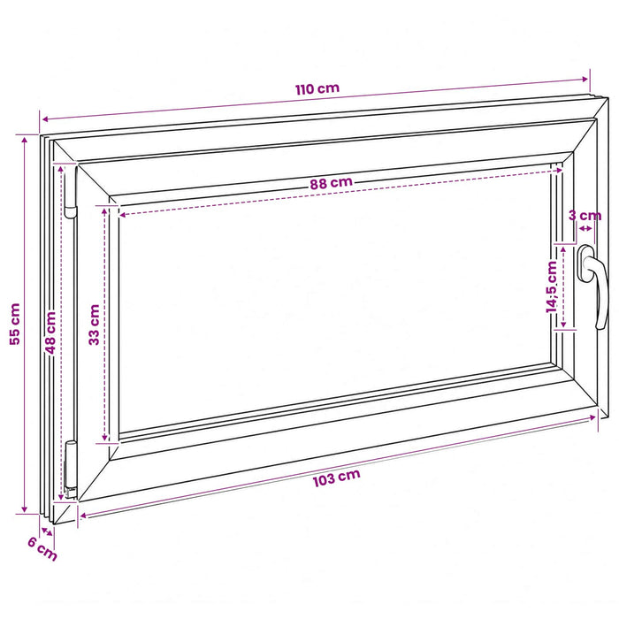 Fereastră pentru subsol RISOR 110 x 55 cm PVC și Sticlă - WALTI WALTI