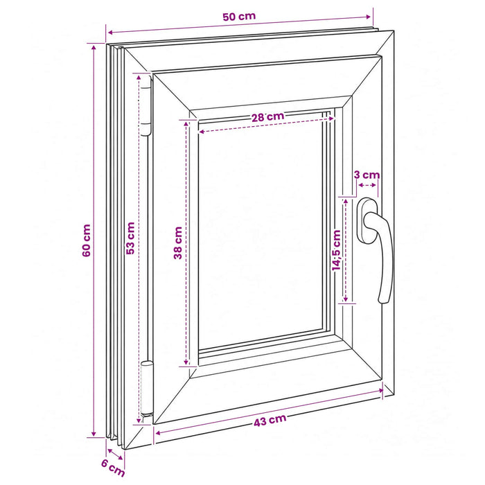 Fereastră pentru subsol RISOR 50 x 60 cm PVC și Sticlă WALTI