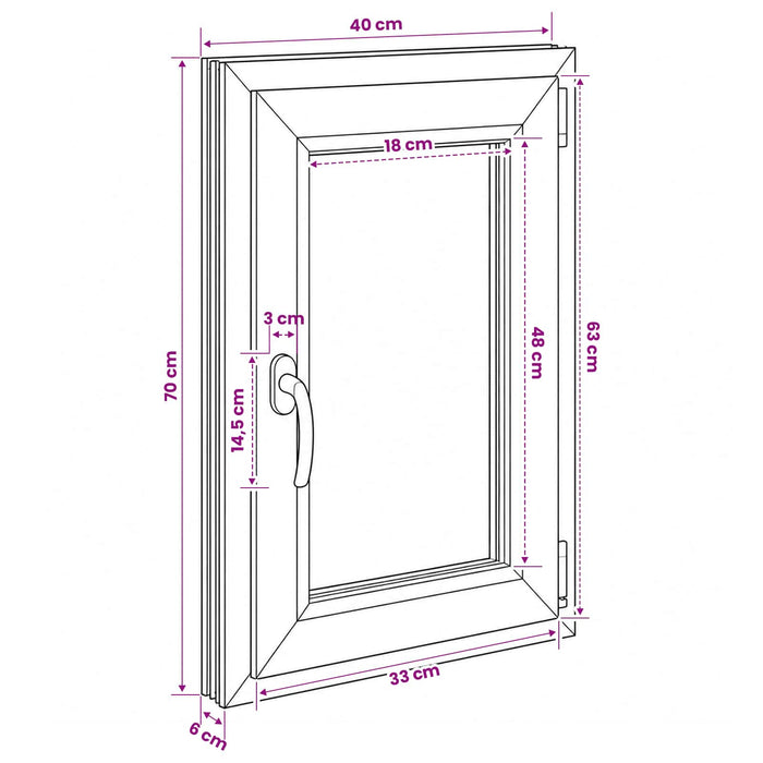 Fereastră pentru subsol RISOR 40 x 70 cm PVC și Sticlă WALTI