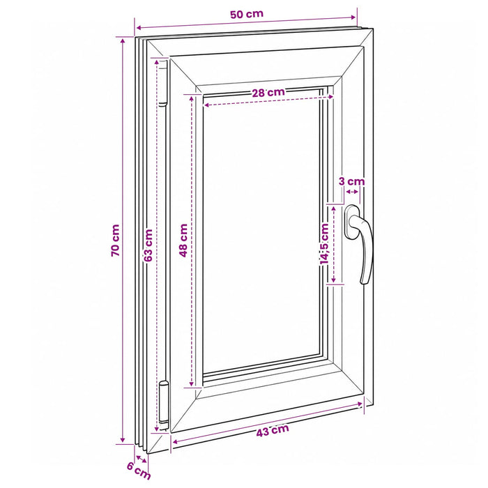 Fereastră pentru subsol RISOR 50 x 70 cm PVC și Sticlă WALTI