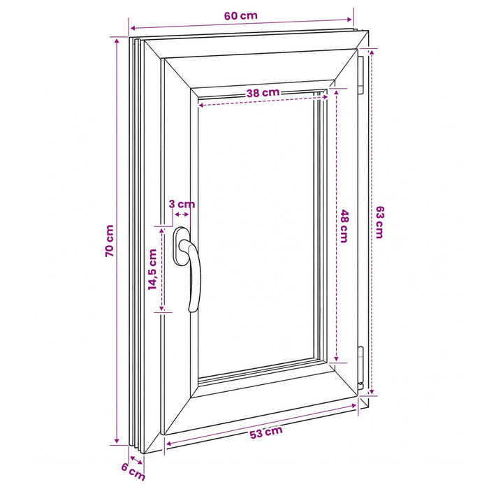Fereastră de subsol culoare internă albă RISOR 60 x 70 cm WALTI