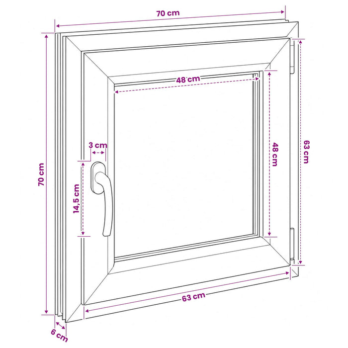 Fereastră pentru subsol RISOR 70 x 70 cm PVC și Sticlă WALTI