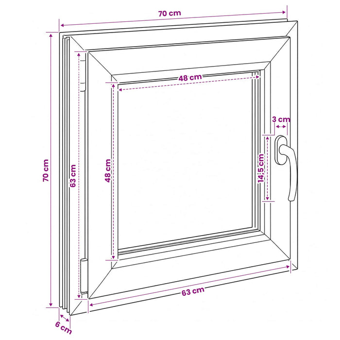 Fereastră de subsol culoare internă albă RISOR 70 x 70 cm WALTI