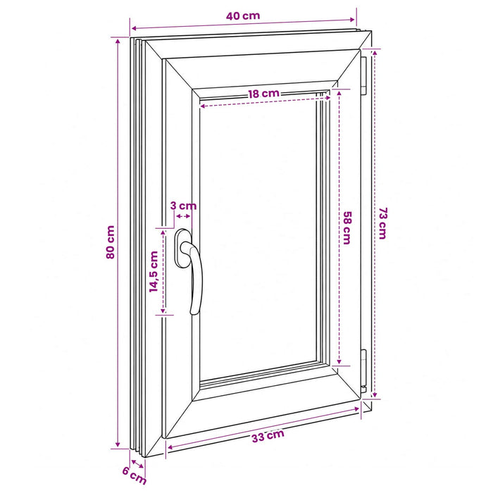 Fereastră pentru subsol RISOR 40 x 80 cm PVC și Sticlă WALTI
