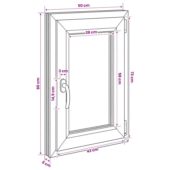 Fereastră de subsol culoare internă albă RISOR 50 x 80 cm WALTI