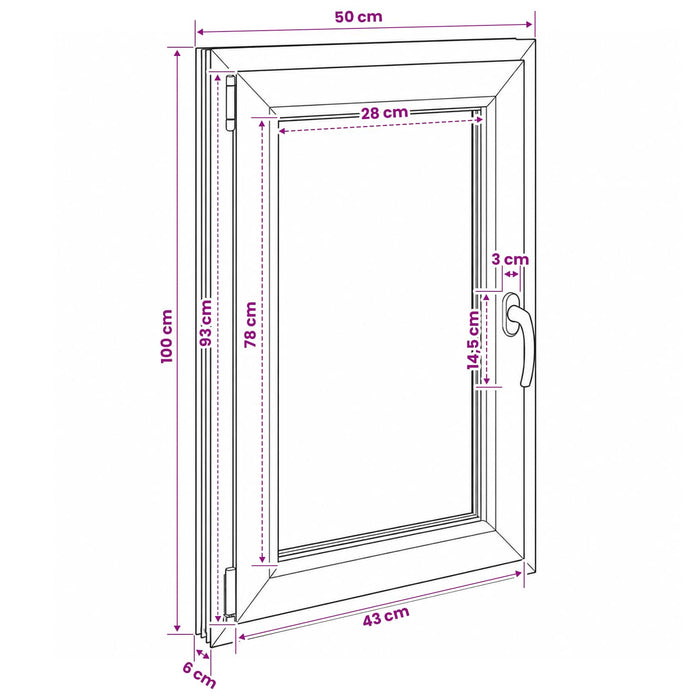 Fereastră de subsol culoare internă albă RISOR 50 x 100 cm WALTI