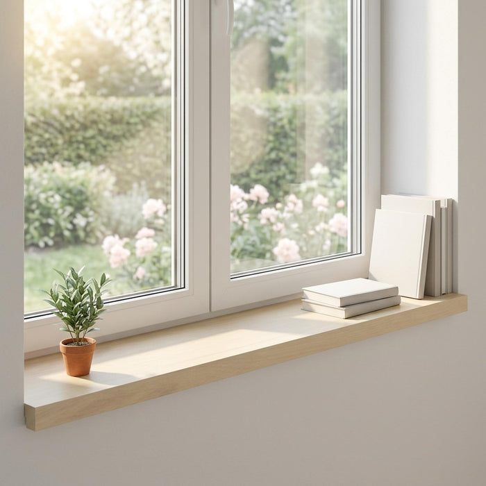 Pervazuri 2 buc. Alb 80 x 25 x 2 cm Lemn de stejar masiv WALTI