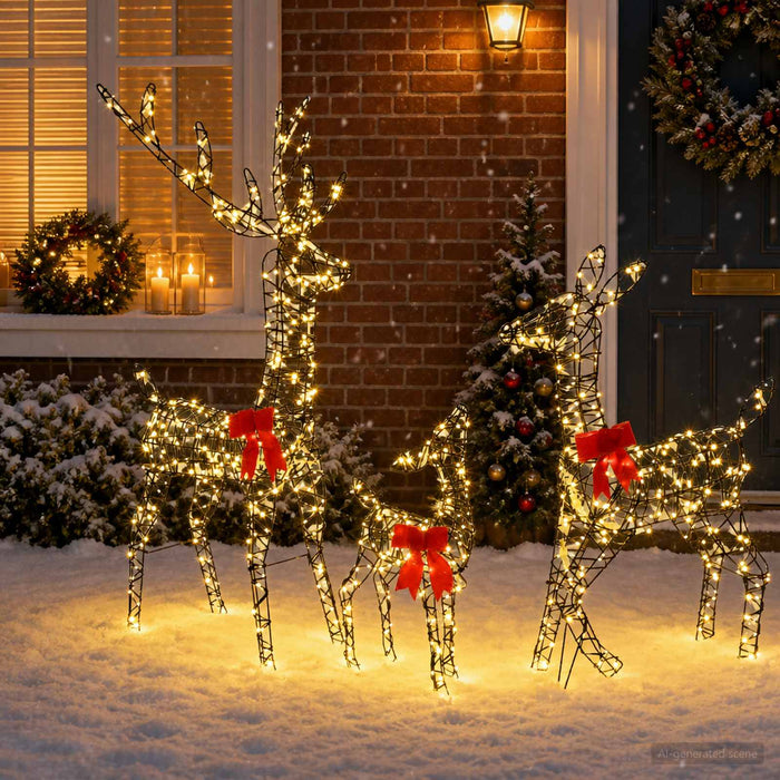 Familie de reni de Crăciun cu LED 700 LED-uri Alb cald - WALTI WALTI