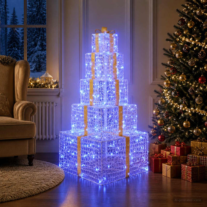 Turn de cadouri de Crăciun cu LED 250 LED-uri Albastru WALTI