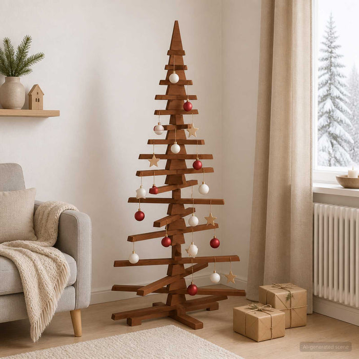 Brad de Crăciun din lemn KOTKA 150 cm Lemn masiv de pin WALTI