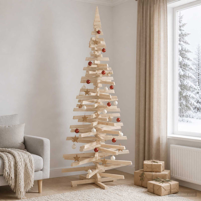 Brad de Crăciun din lemn KOTKA 240 cm Lemn masiv de pin Natural WALTI