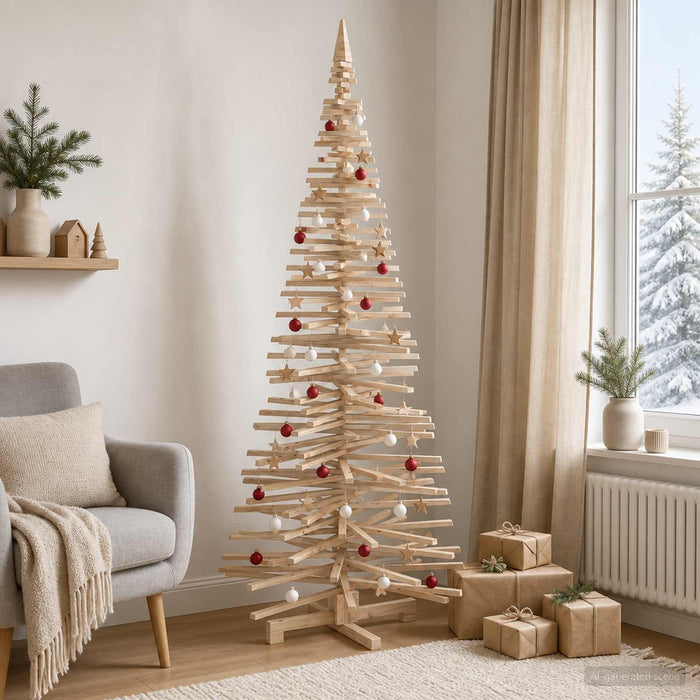 Brad de Crăciun din lemn KOTKA 240 cm Lemn masiv de pin Natural WALTI