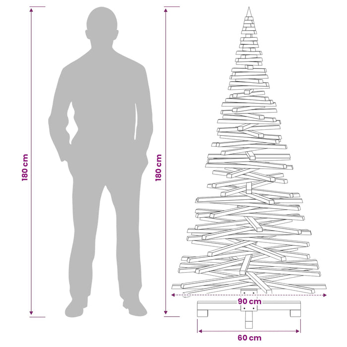 Brad de Crăciun din lemn KOTKA 180 cm Lemn masiv de pin WALTI