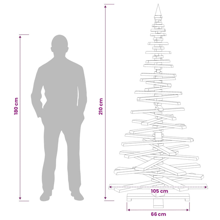 Brad de Crăciun din lemn KOTKA 210 cm Lemn masiv de pin Natural WALTI