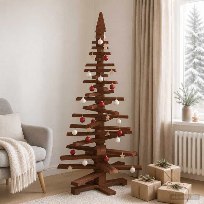 Brad de Crăciun din lemn KOTKA 150 cm Lemn masiv de pin WALTI