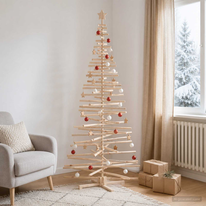 Brad de Crăciun din lemn KOTKA 240 cm Lemn masiv de pin Natural - WALTI WALTI