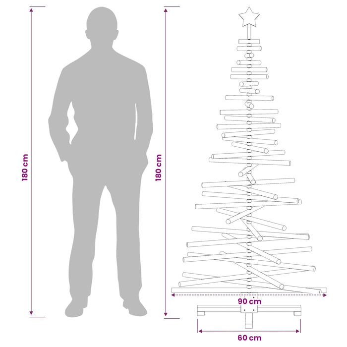 Brad de Crăciun din lemn KOTKA 180 cm Lemn masiv de pin WALTI