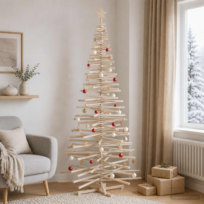 Brad de Crăciun din lemn KOTKA 240 cm Lemn masiv de pin Natural - WALTI WALTI