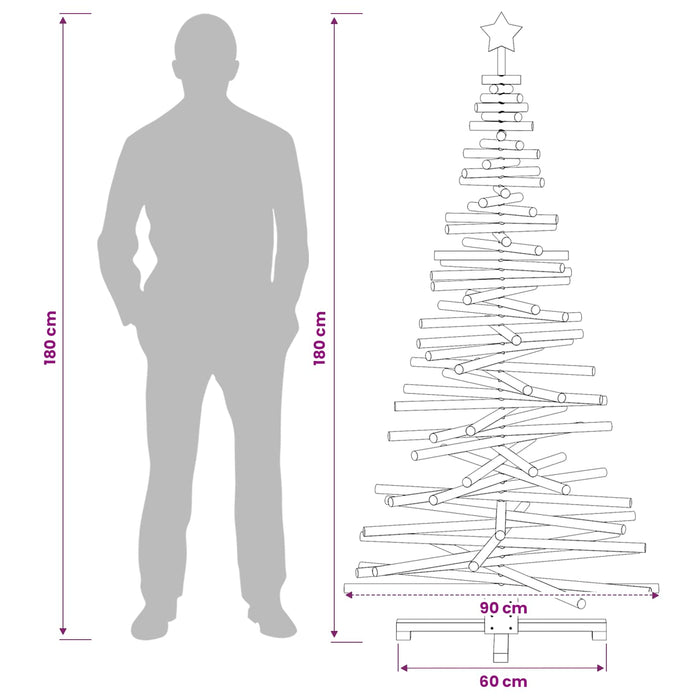 Brad de Crăciun din lemn KOTKA 180 cm Lemn masiv de pin WALTI