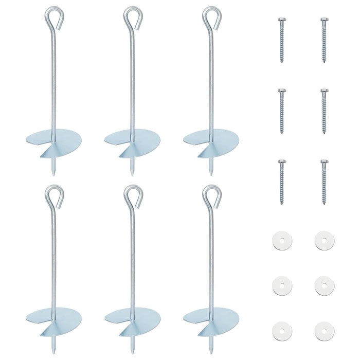 Ancoră de Pământ 6 pcs Argintiu Ø10 x 30 cm Metal Galvanizat WALTI