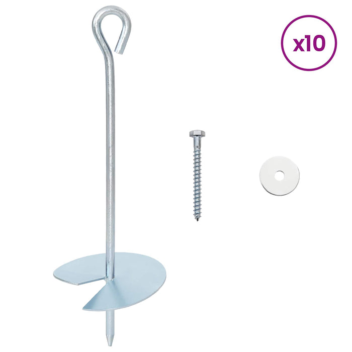 Ancoră de Pământ 10 pcs Argintiu Ø10 x 30 cm Metal Galvanizat WALTI