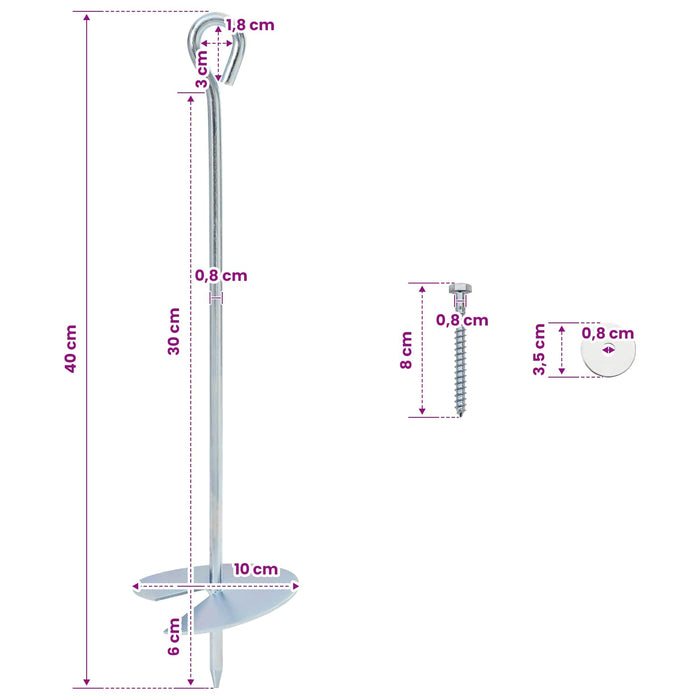 Ancoră de Pământ 2 pcs Argintiu Ø10 x 40 cm Metal Galvanizat - WALTI WALTI
