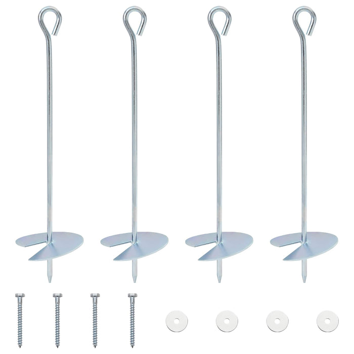 Ancoră de Pământ 4 pcs Argintiu Ø10 x 40 cm Metal Galvanizat - WALTI WALTI