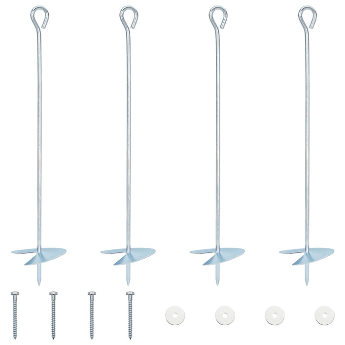 Ancoră de Pământ 4 pcs Argintiu Ø10 x 50 cm Metal Galvanizat WALTI