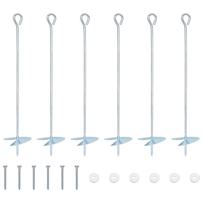 Ancoră de Pământ 6 pcs Argintiu Ø10 x 50 cm Metal Galvanizat WALTI