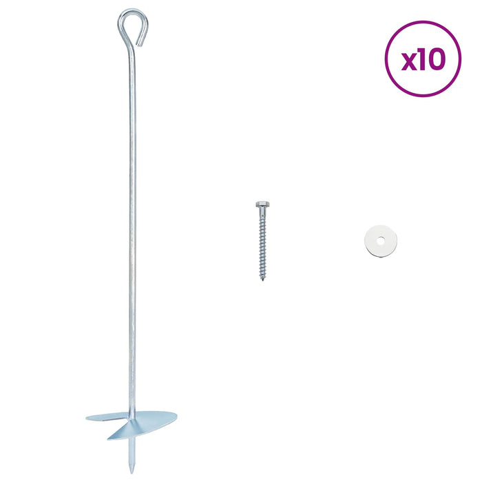 Ancoră de Pământ 10 pcs Argintiu Ø10 x 50 cm Metal Galvanizat WALTI