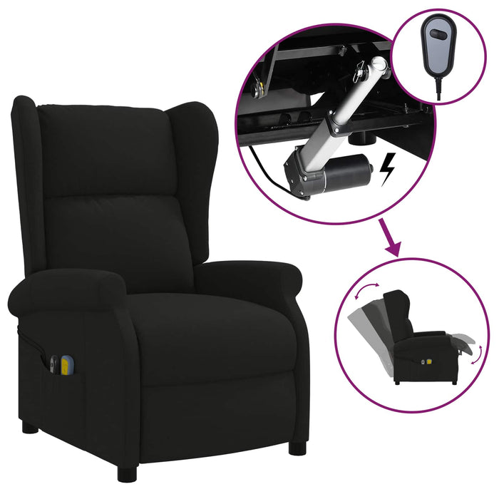 Fotoliu recliner electric cu spătar înclinat Negru Țesătură WALTI