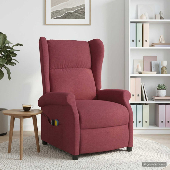 Fotoliu recliner electric cu spătar înclinat Roșu Vin Țesătură WALTI