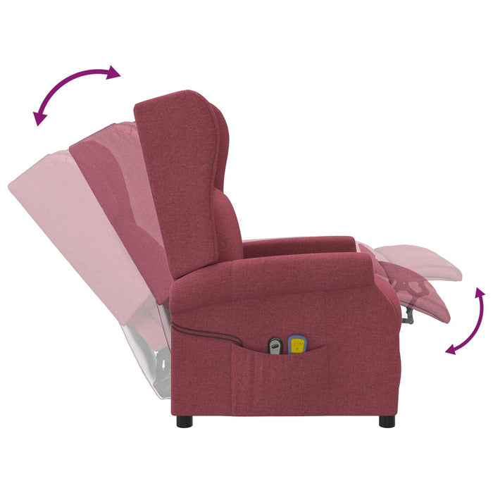 Fotoliu recliner electric cu spătar înclinat Roșu Vin Țesătură WALTI